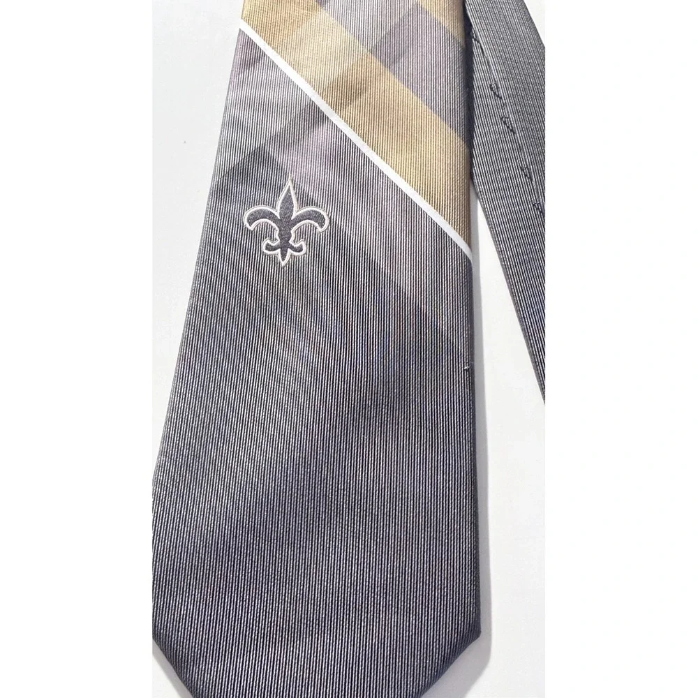 NFL Men's Necktie Tie Polyester New Orleans Saints Football Logo Striped